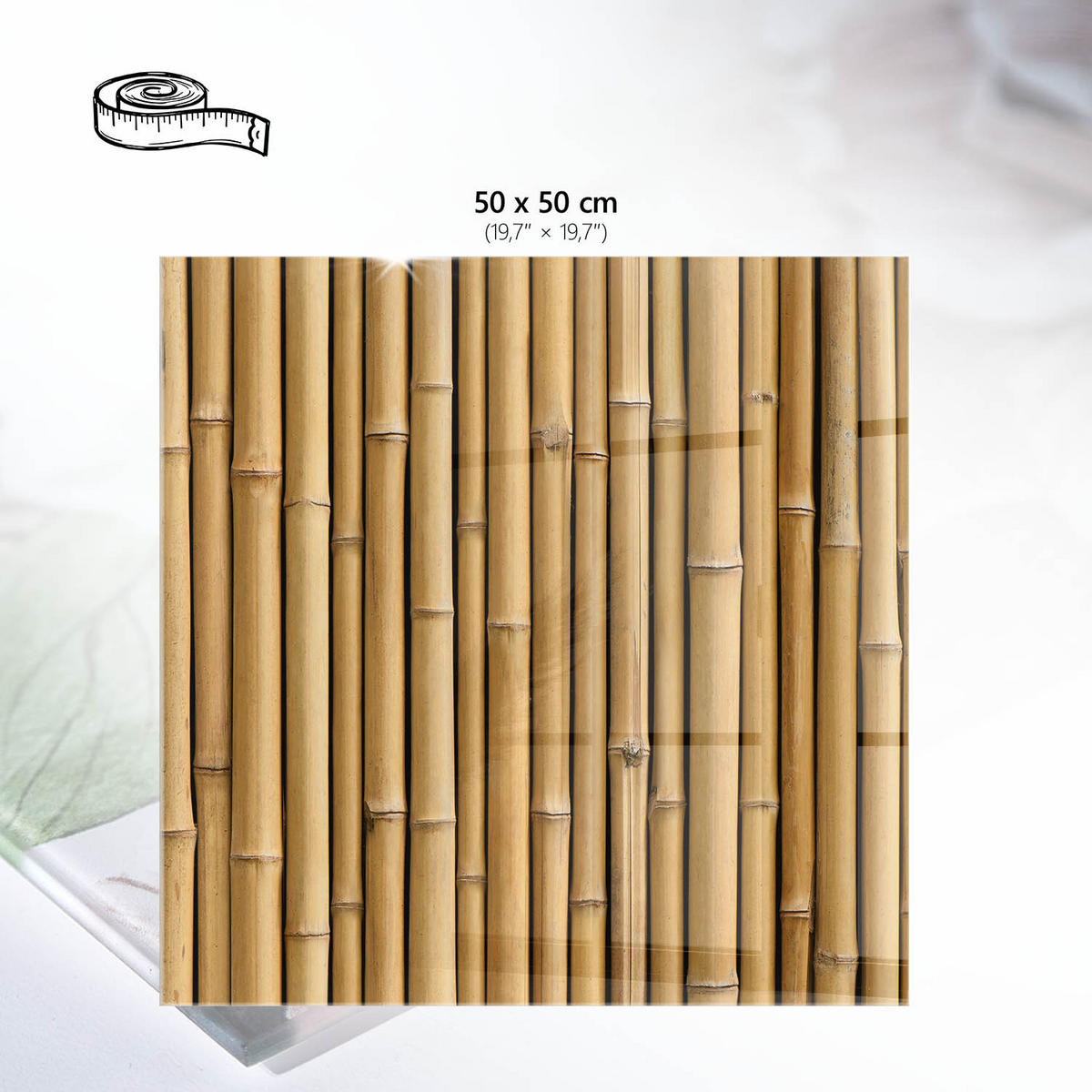 TISCHPLATTE 50x50 cm – Bambusstämme - Beige, Glas (50/50/0.4cm) - Wallfluent
