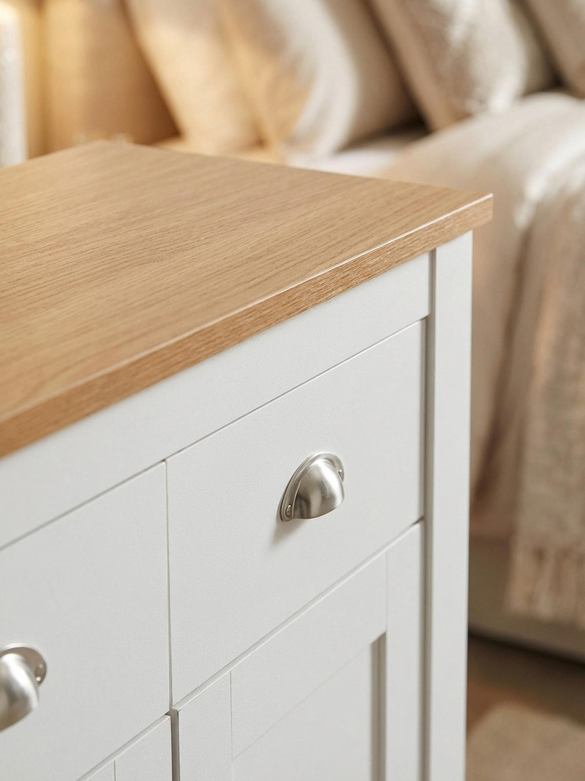 SIDEBOARD – Eiche/Weiß, 2 Schubladen, melaminbeschichtet, modern - Weiß, Holz/Metall (79/81/35cm) - KADIMA DESIGN