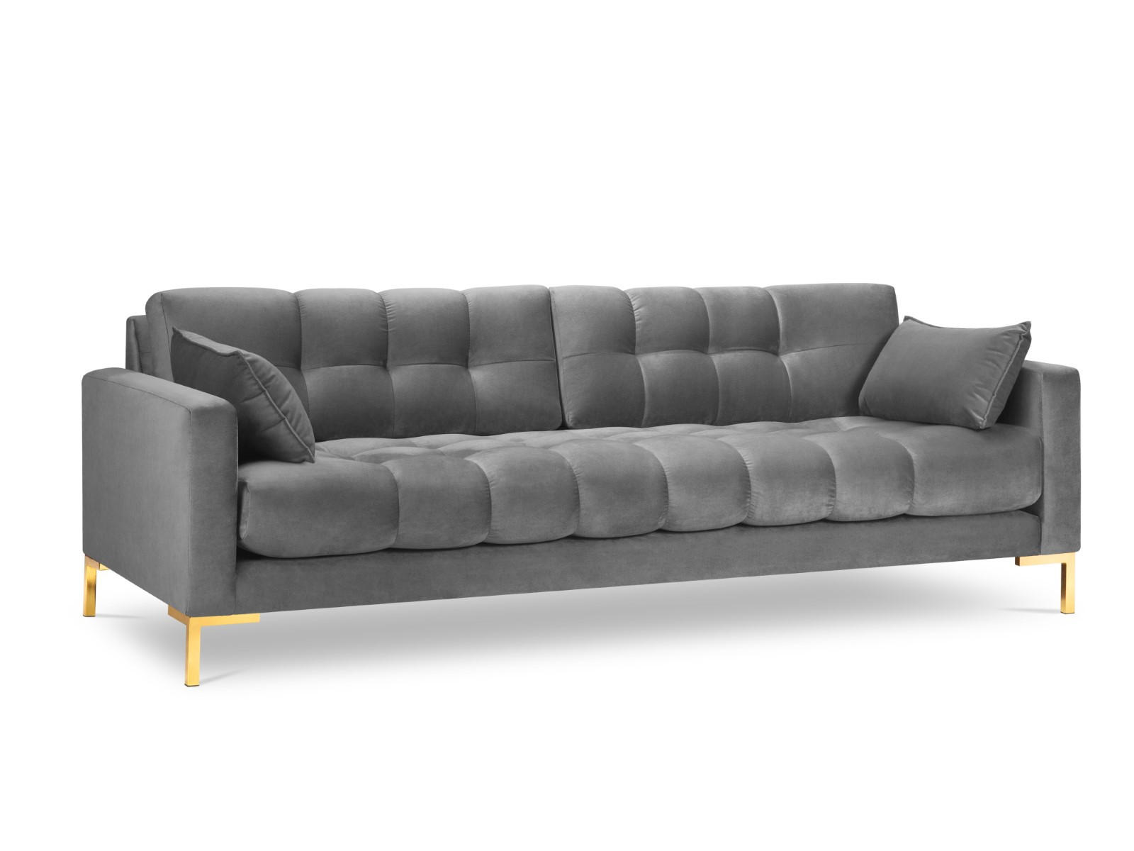 SOFA Mamaia aus Samt hellgrau 4 Sitzplätze - Hellgrau, Textil (92/75/217cm) - Micadoni