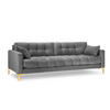 SOFA Mamaia aus Samt hellgrau 4 Sitzplätze - Hellgrau, Textil (92/75/217cm) - Micadoni
