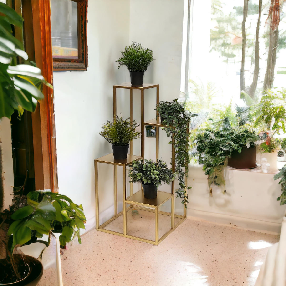 BLUMENTREPPE Metall Gold 82 cm - Goldfarben, Metall (40/82/40cm) - DanDiBo