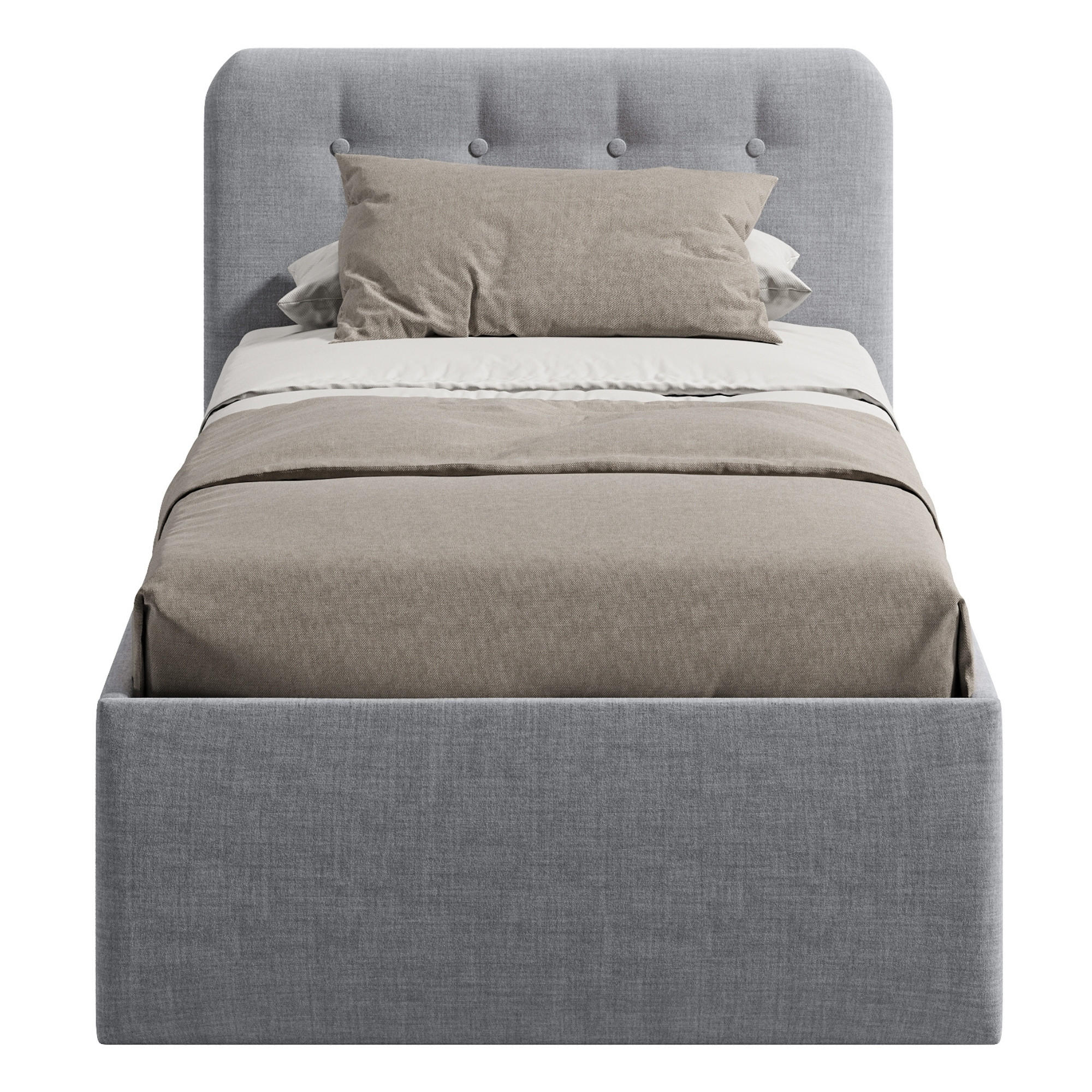 POLSTERBETT mit verstellbarem Lattenrost & Bettkasten, Kaltschaummatratze, 100 x 200 cm in Grau - Grau, Holzwerkstoff/Textil (100/200cm) - Home Collective