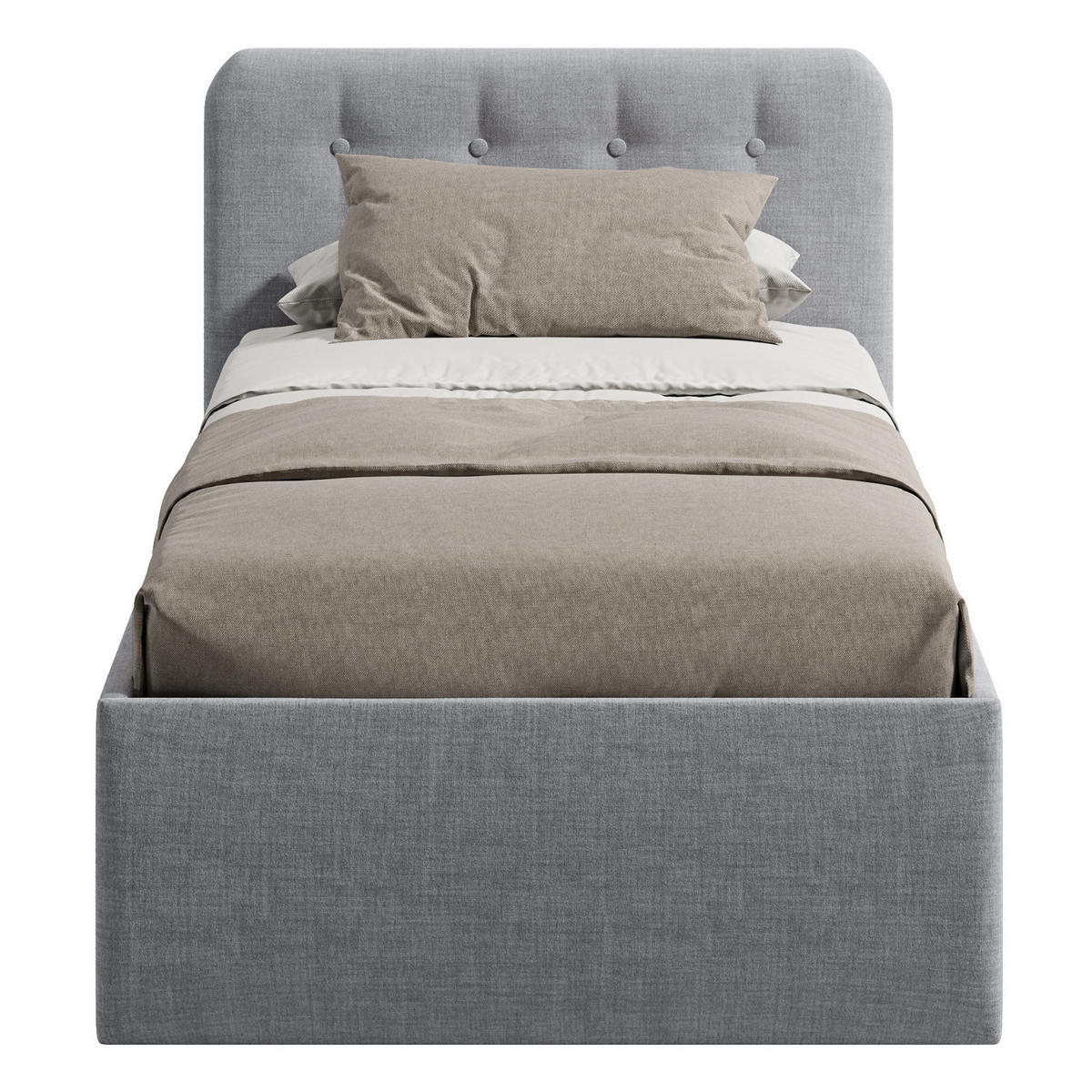 POLSTERBETT mit verstellbarem Lattenrost & Bettkasten, Kaltschaummatratze, 100 x 200 cm in Grau - Grau, Holzwerkstoff/Textil (100/200cm) - Home Collective