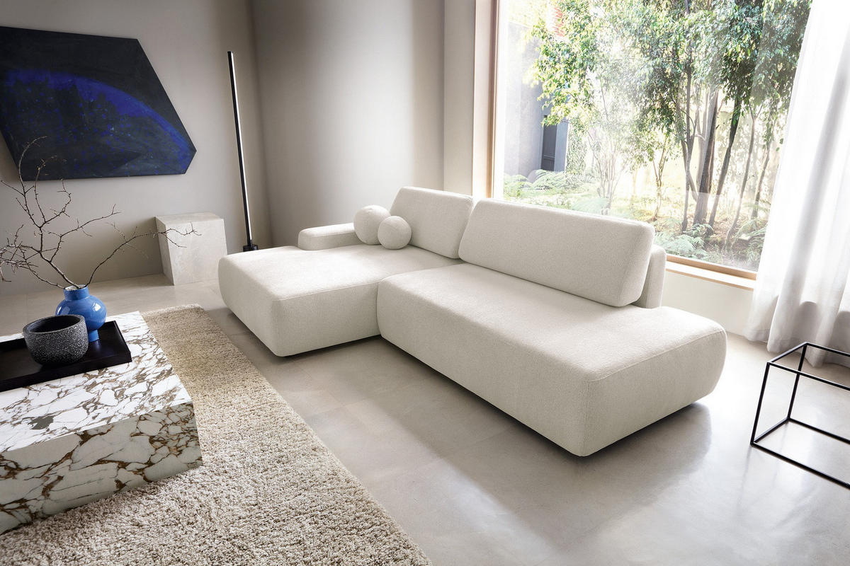 ECKSOFA 275 cm mit Schlaffunktion Orea O, Links, Beige - Beige, Holz (276/164cm) - Emporius