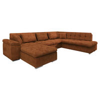 WOHNLANDSCHAFT Niko Bis, Seite: Links - Dunkelorange, Holz/Textil (348/76/205cm) - MIRJAN24