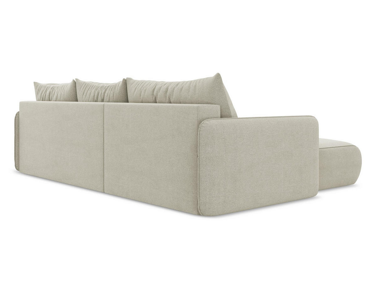 ECKSOFA mit Schlaffunktion Strukturstoff Stoff Beige - Beige/Creme, Kunststoff/Textil (148/240cm) - Makamii