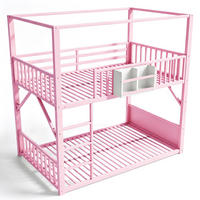 ETAGENBETT 90/200 cm Metall mit Dachdesign, DE-41590, in Rosa - Pink, Metall (90/200cm) - ComfortXL