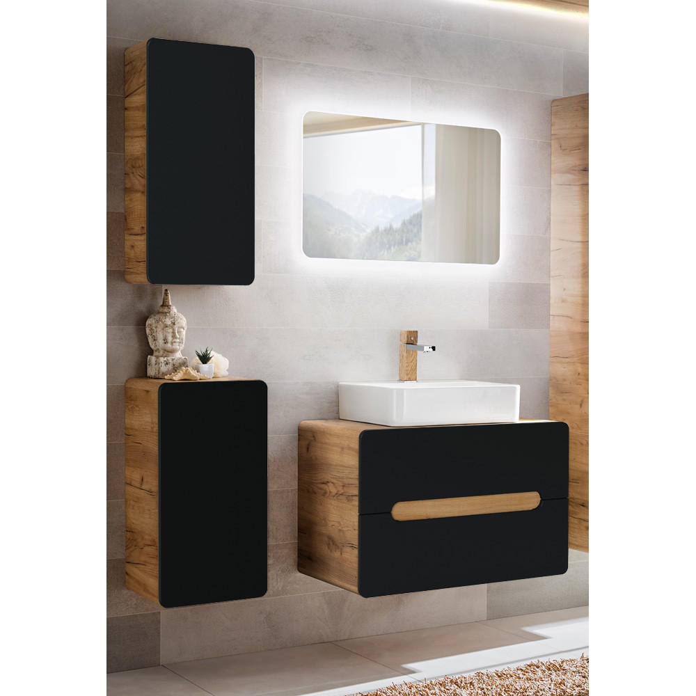 BADMÖBEL-SET 4-TLG. New-luton - Anthrazit, Holzwerkstoff (130/200/46cm) - Lomado