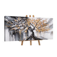 GEMÄLDE Baum auf Keilrahmen 115x50 cm - Schwarz, Holz (115/50cm) - YS-art gallery
