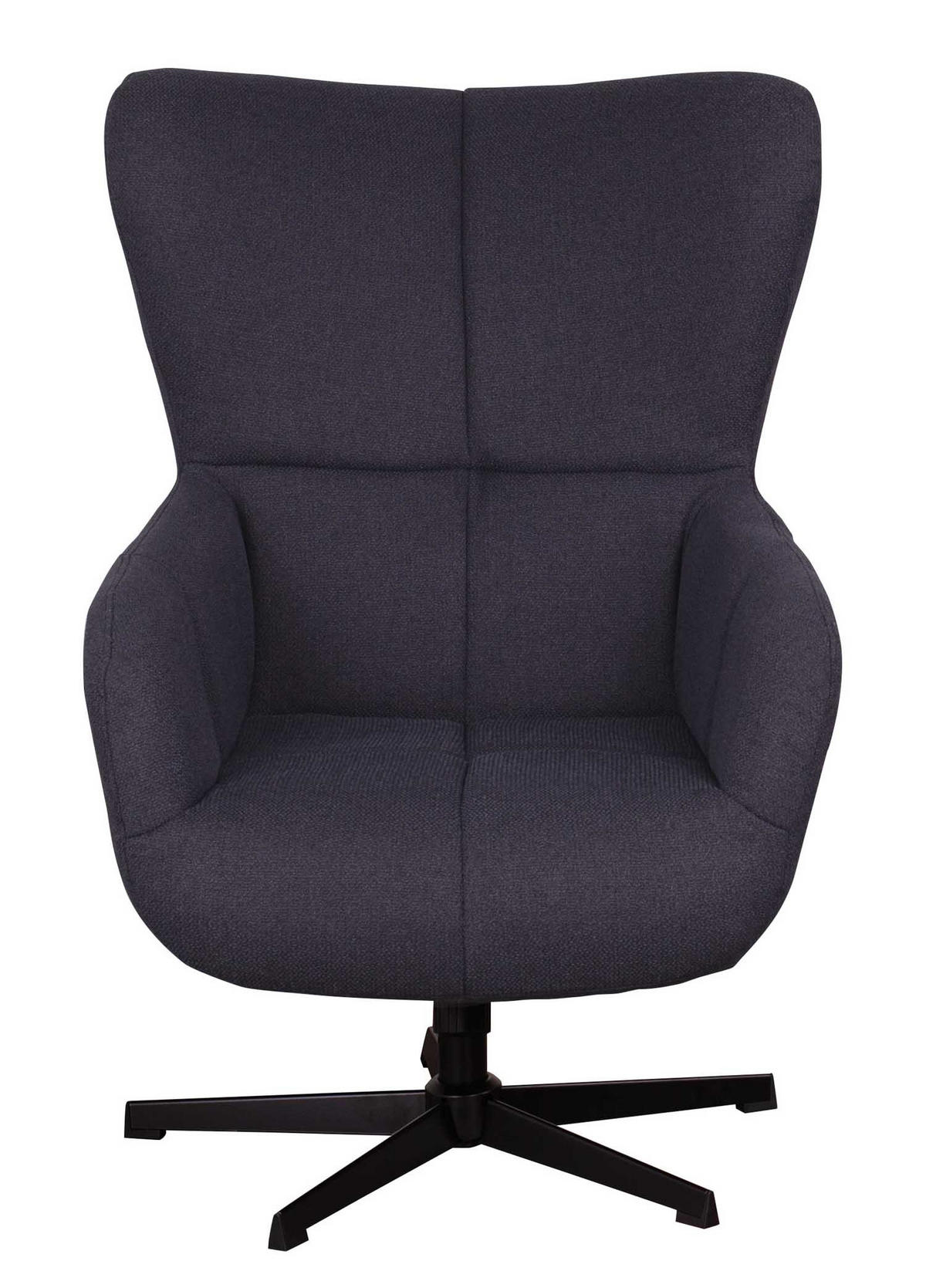 OHRENSESSEL Sava inkl. Fußhocker - Blau/Schwarz, Textil/Metall (74/104/86cm) - Mr. Deko
