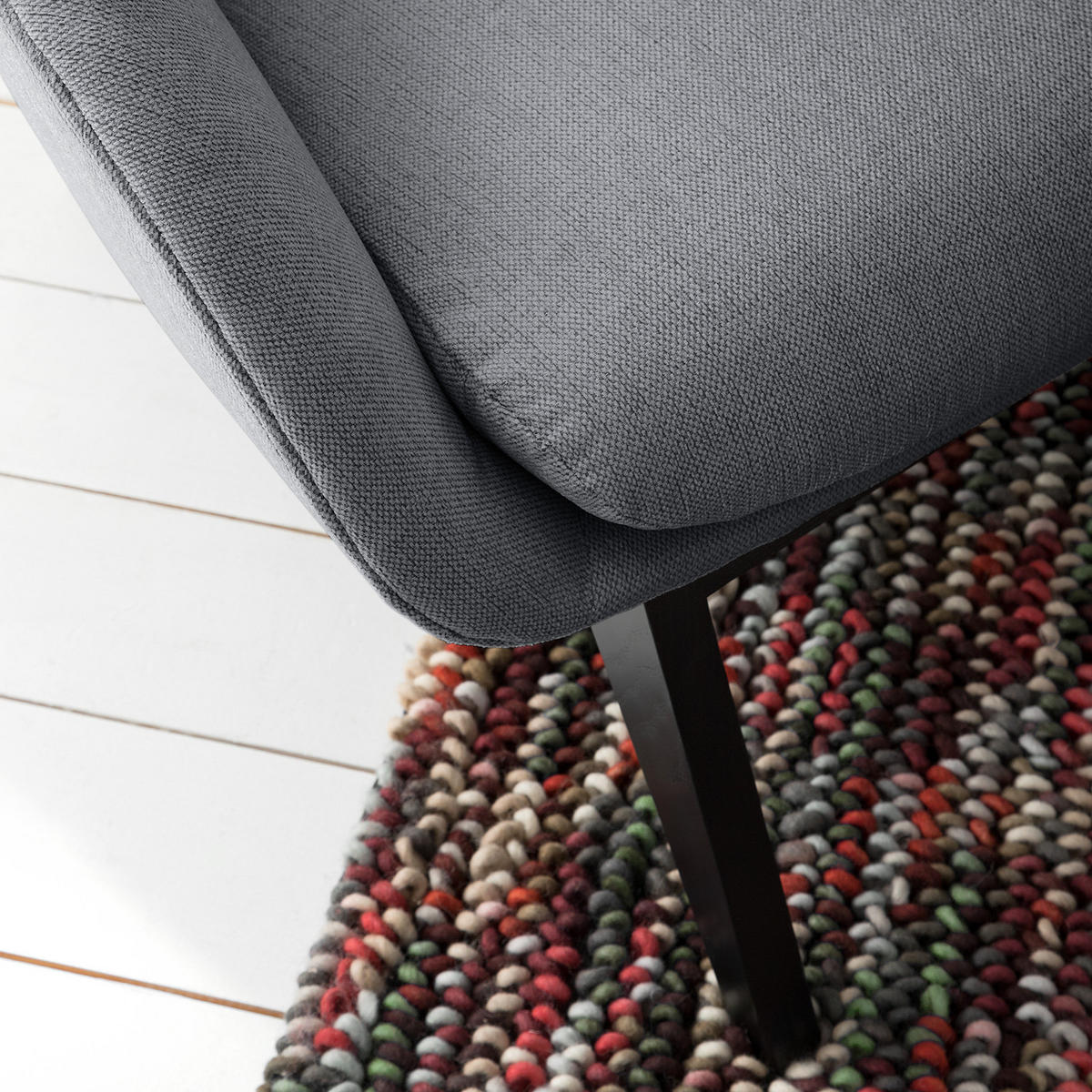 SESSEL - Schwarz/Grau, Eichenholz/Textil (82/102/90cm) - home24