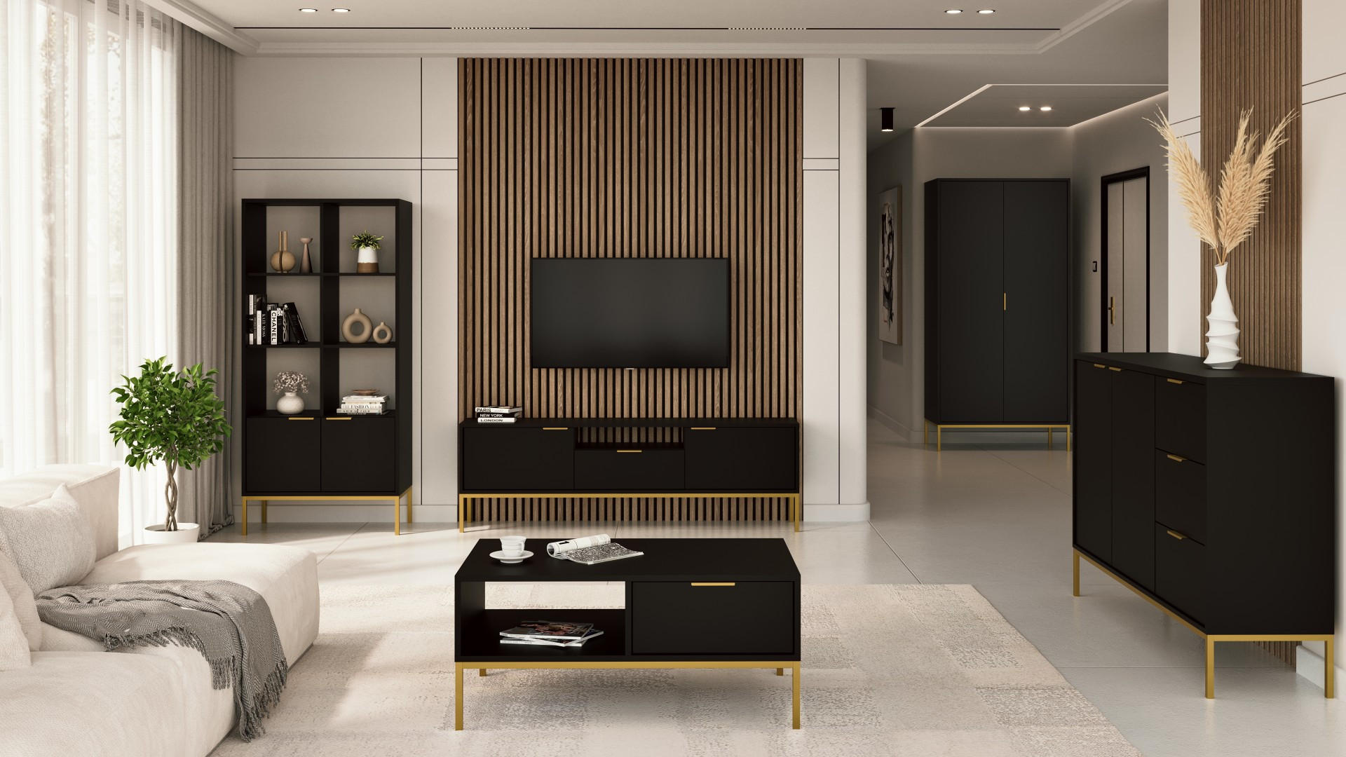 COUCHTISCH Austin 60/45/80 - Goldfarben/Schwarz, Holzwerkstoff (80/60/45cm) - RAUMHIRSCH FURNITURE