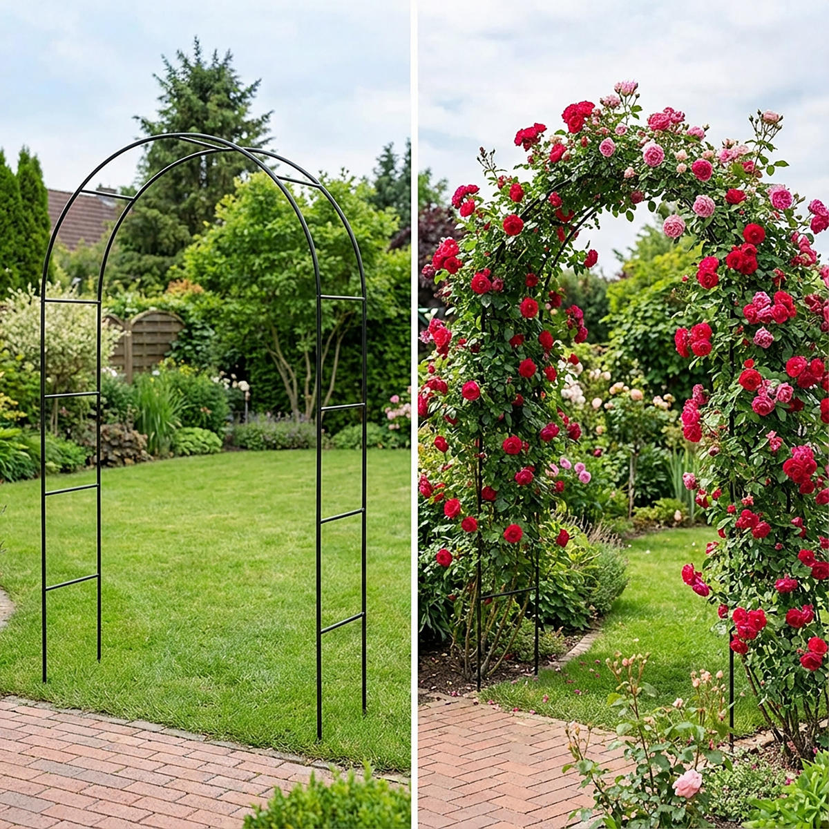ROSENBOGEN - Schwarz, Metall (140/240/38cm) - Relaxdays