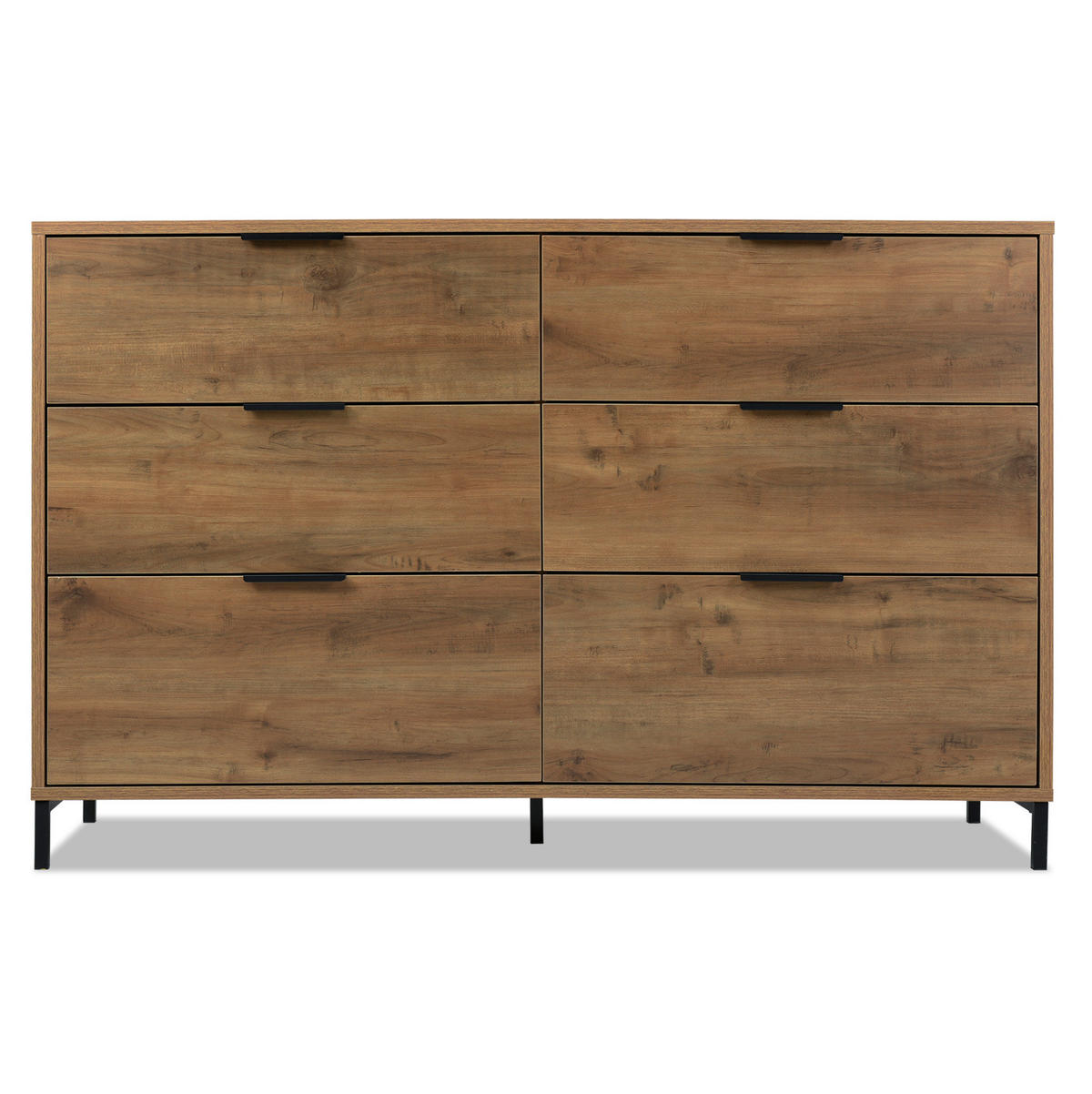 KOMODA, 120/40/76 cm, drevotrieska v dekore tmavého duba, 6 zásuviek - farba orecha, kompozitné drevo (120/76/40cm) - Modenvie