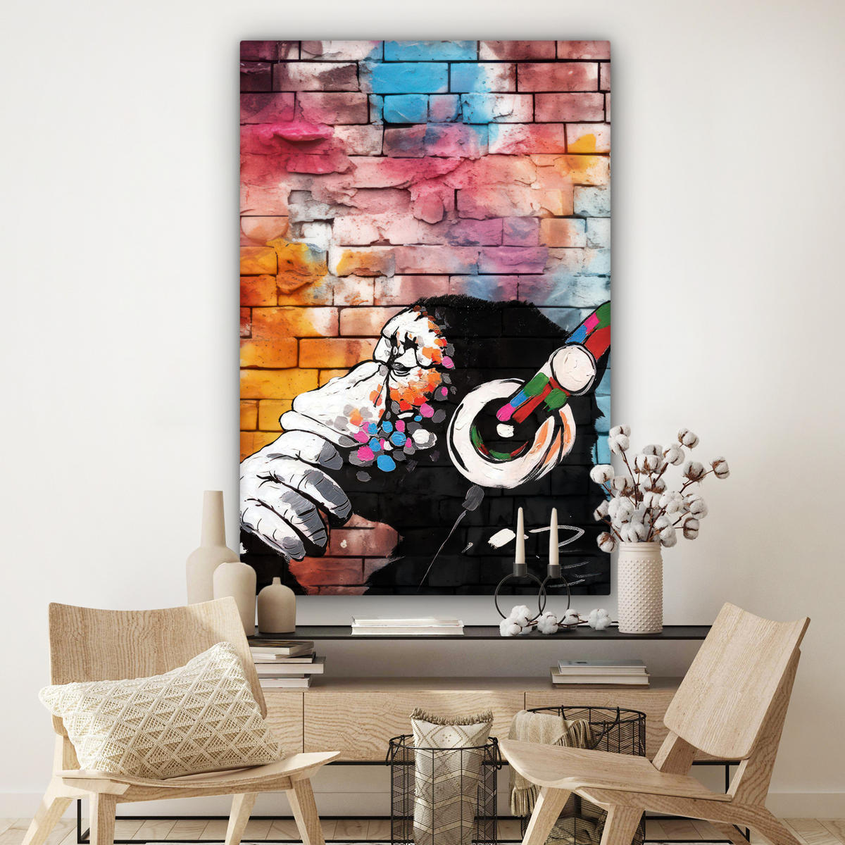 SLIKA NA PLATNU Opica 90x140 cm - večbarvno, tekstil (90/140cm) - MuchoWow