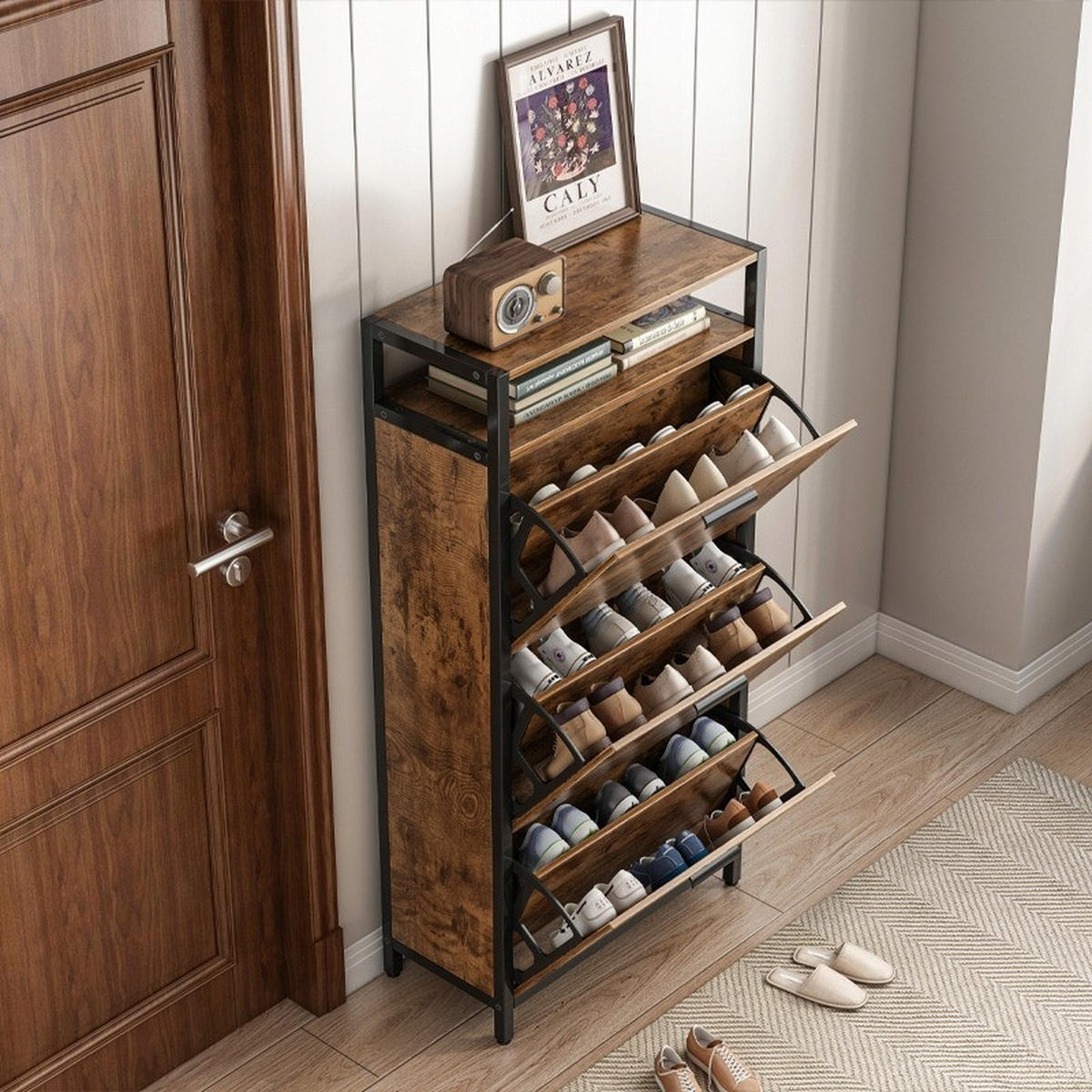 SCHUHSCHRANK, braun 60/130/30cm - Braun, Holzwerkstoff (60/130/30cm)