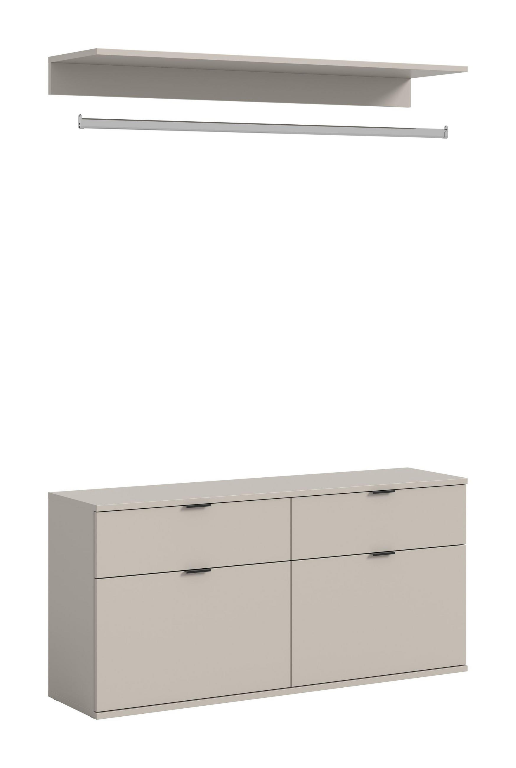 KOMMODE + Garderobenstange PROJEKT X (B/H/T: ca. 121/62/34 cm) in Kaschmir/Kaschmir - Kaschmir, Holzwerkstoff (121/62/34cm)