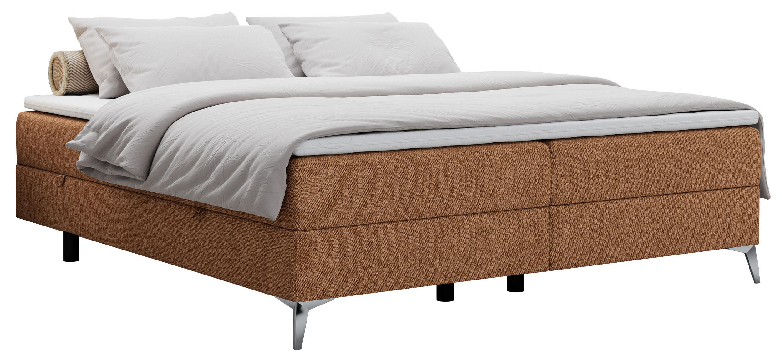 BOXBETT LESS 200/200 Orange Struktur - H4 - Orange, Holz/Textil (200/200cm) - MKS