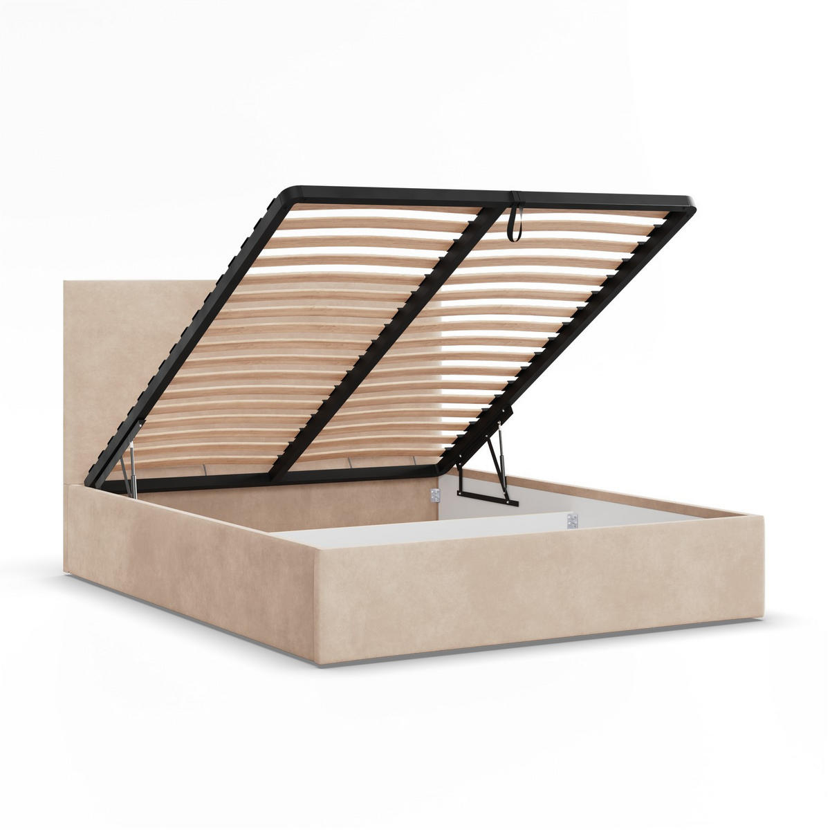 POLSTERBETT MIT KOPFTEIL 180x200 mit Bettkasten YORK, Beige - Creme, Textil (180/200cm) - Mebligo