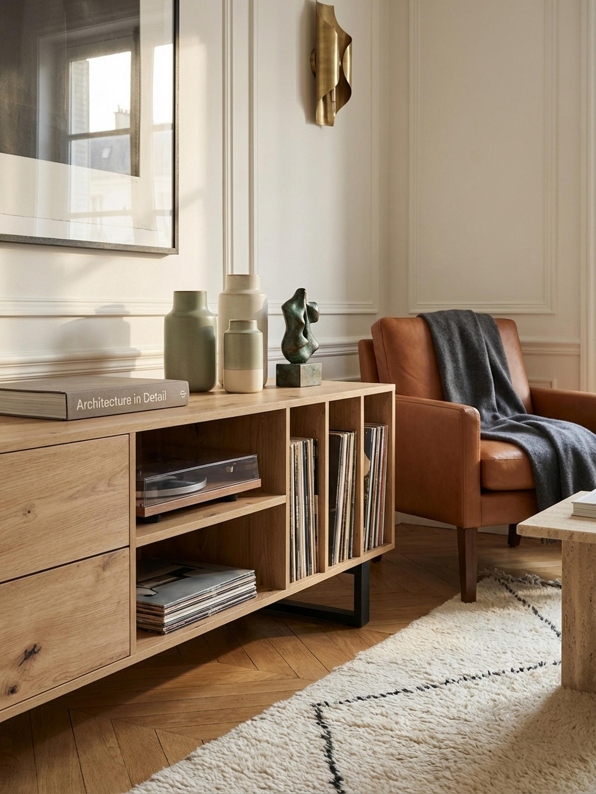 TV-LOWBOARD mit Eiche-Dekor, Schubladen und offenes Regal, modern, Braun 150x40x55 cm - Schwarz/Braun, Holzwerkstoff/Metall (150/55/40cm) - KADIMA DESIGN