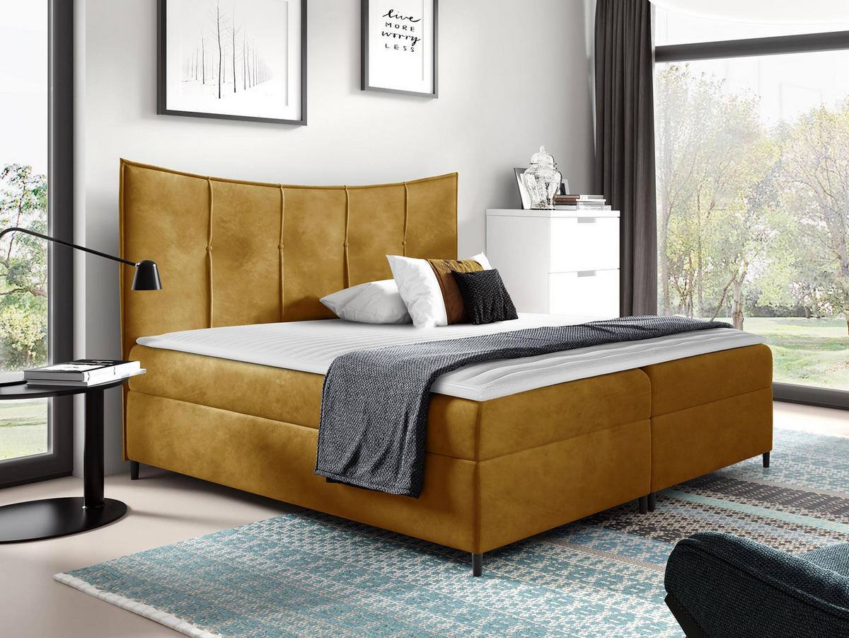 BOXBETT Bergamo - Gelb, Holz (120/200cm) - MIRJAN24