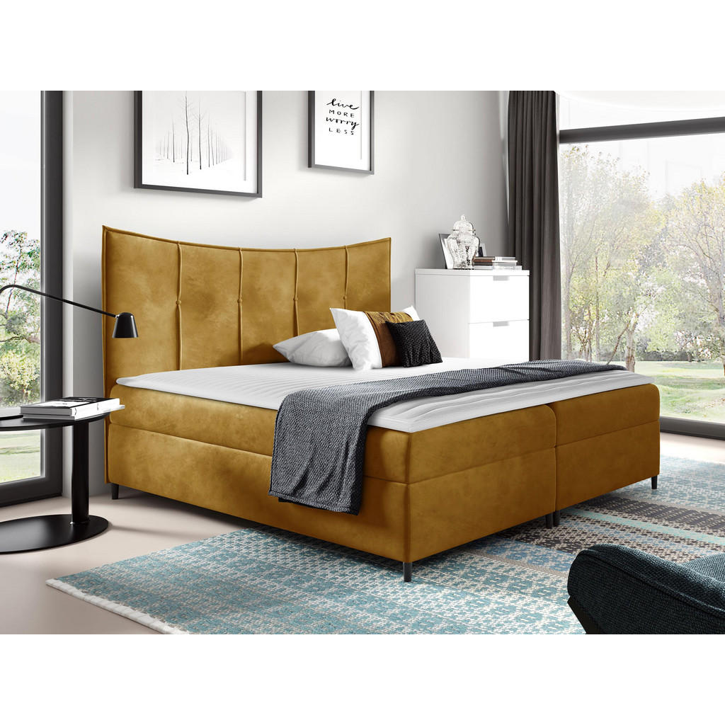 Thumbnail - Mirjan24 Boxbett, Gelb, Holz, H3, 140x200 cm, Schlafzimmer, Betten, Boxspringbetten