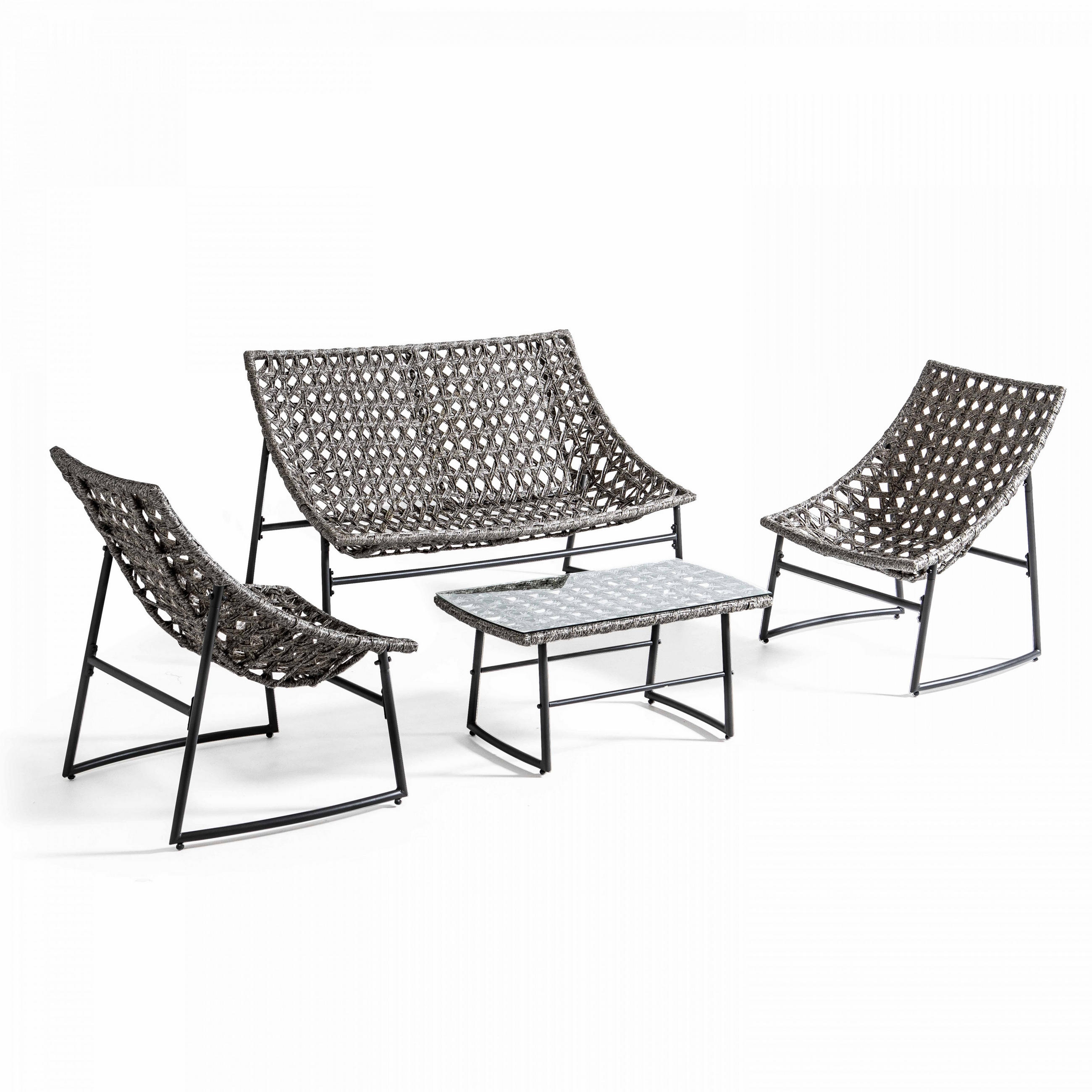 GARTENSET, Grau - Grau, Metall - Oviala