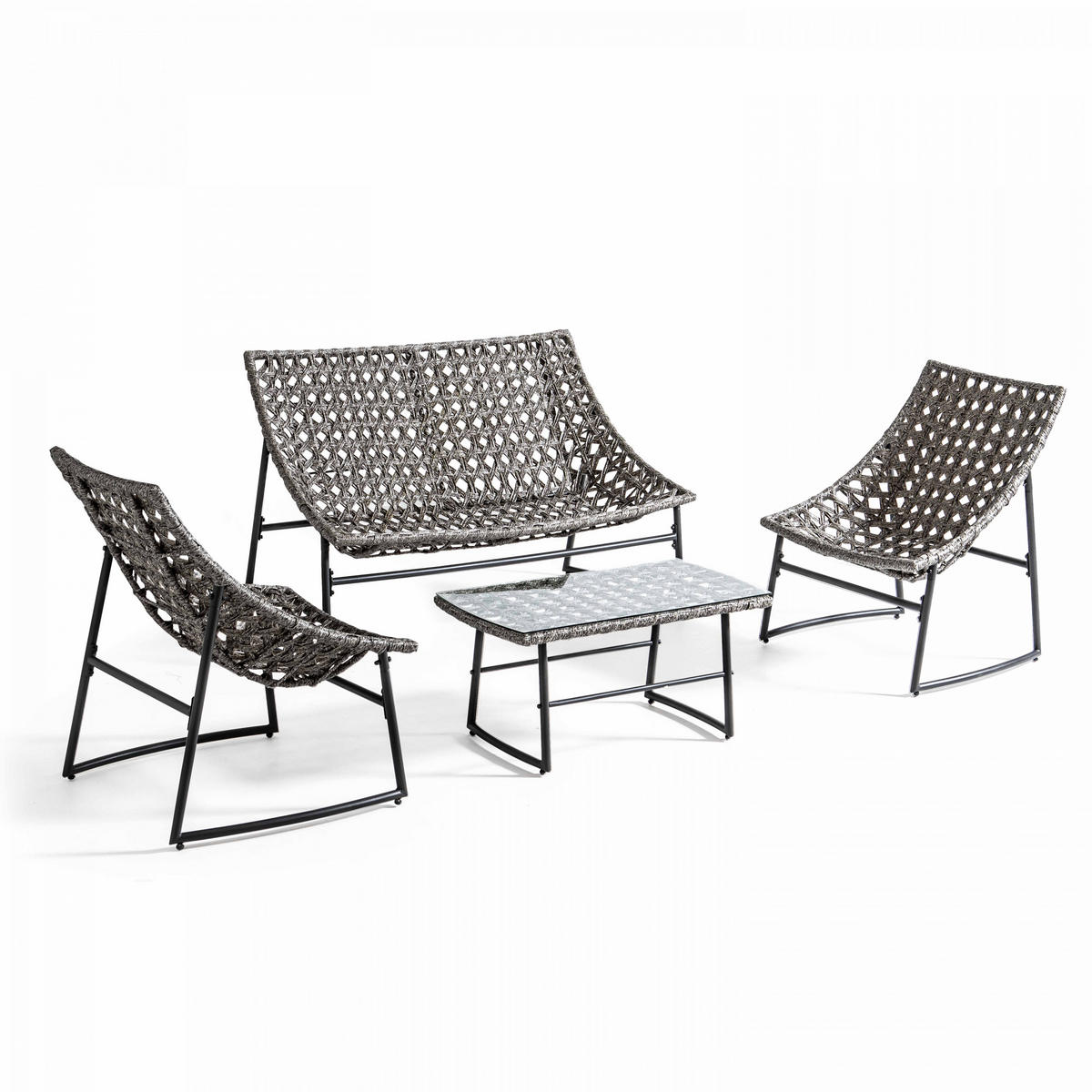 GARTENSET, Grau - Grau, Metall - Oviala