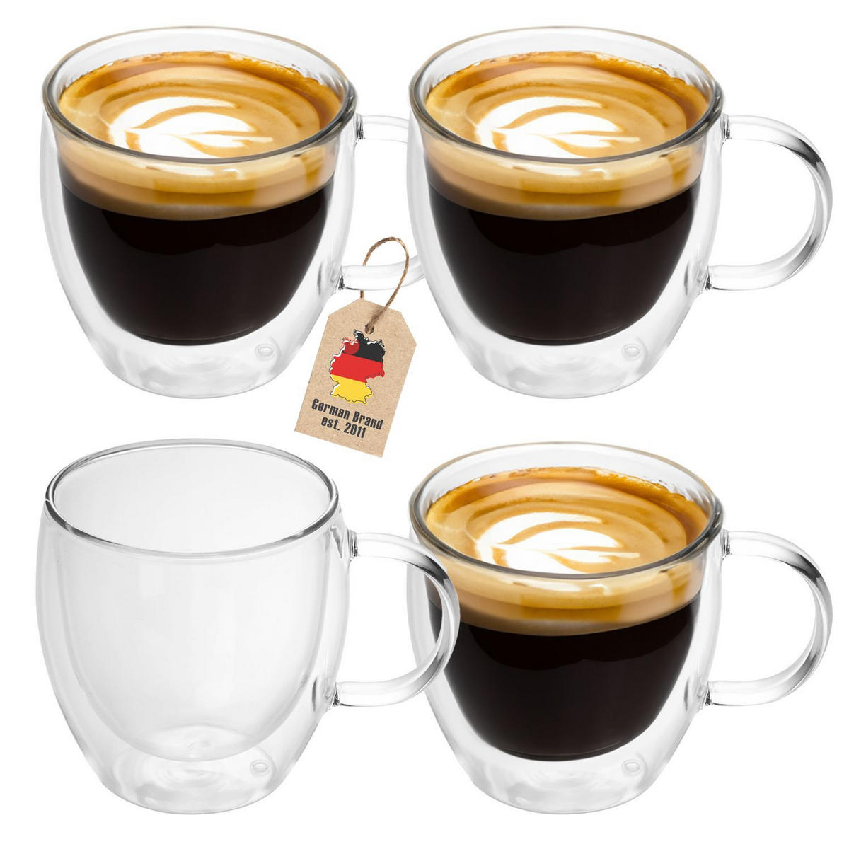 KAFFEEGLAS 150 ml (4er-Set) - Transparent, Glas - Intirilife