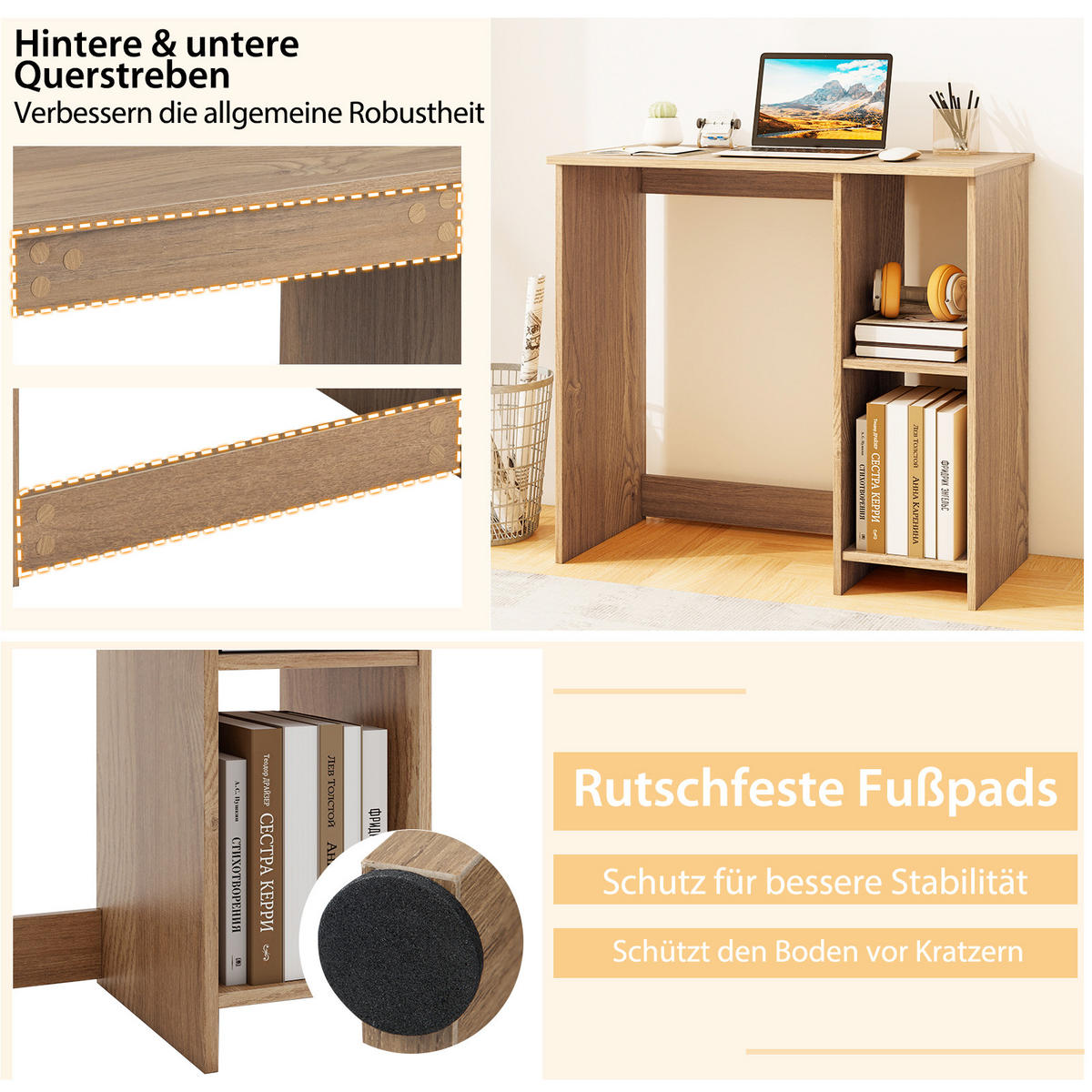 COMPUTERTISCH Natur - Naturfarben, Holz (40/80/74cm) - COSTWAY