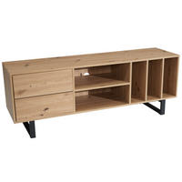 TV-LOWBOARD mit Eiche-Dekor, Schubladen und offenes Regal, modern, Braun 150x40x55 cm - Schwarz/Braun, Holzwerkstoff/Metall (150/55/40cm) - KADIMA DESIGN