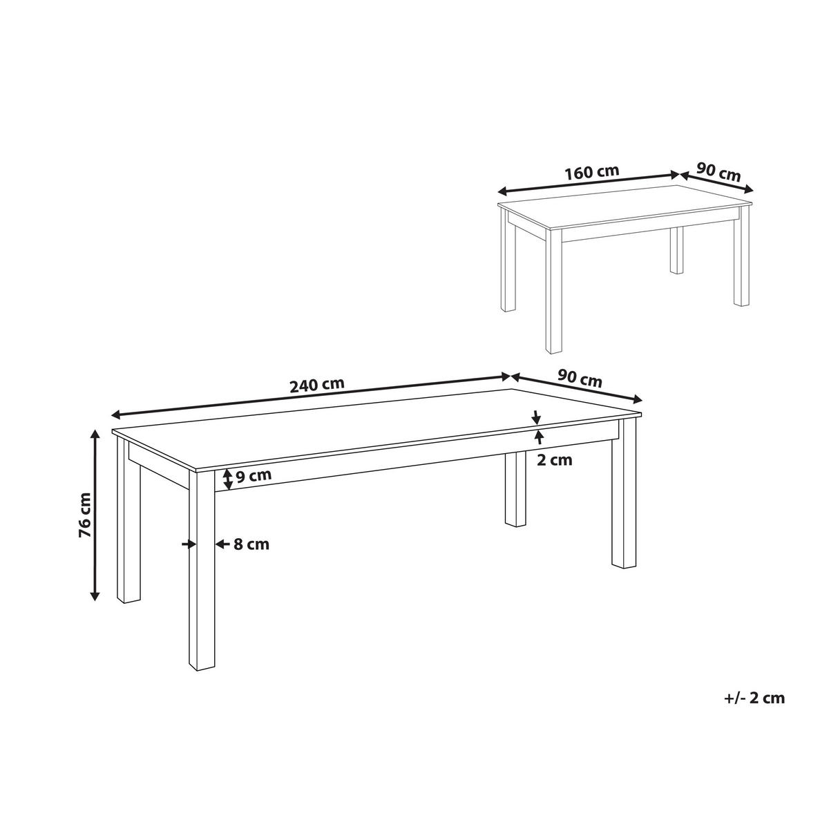 AUSZIEHBARER Esstisch 160/240/90 cm Helles Holz Madura - Hellbraun, Holzwerkstoff (160/90/76cm) - Beliani