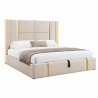 POLSTERBETT mit Stauraum, LED & USB/Typ-C 160x200 cm Beige - Beige, Metall (160/200cm) - Meubliv
