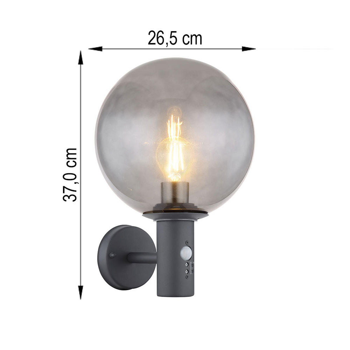 LED AUSSEN-WANDLEUCHTE Edelstahl Anthrazit - Anthrazit, Glas (25/37/26.5cm) - Globo Lighting