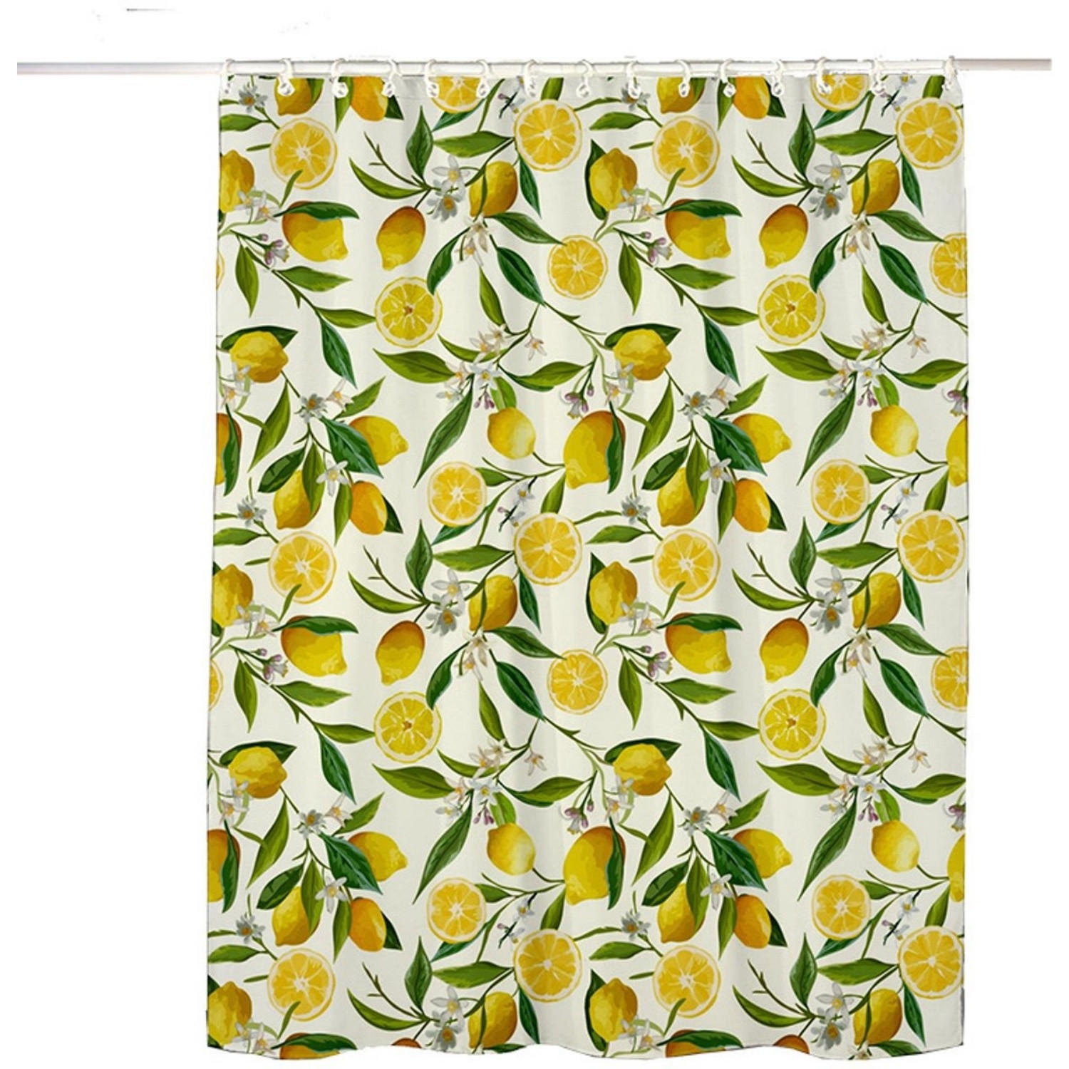DUSCHVORHANG Gelb Gardenie Zitrone Polyester 120 x 180 cm schimmelresistent Ringe - Gelb/Multicolor, Textil (120/180cm) - MCBOSON