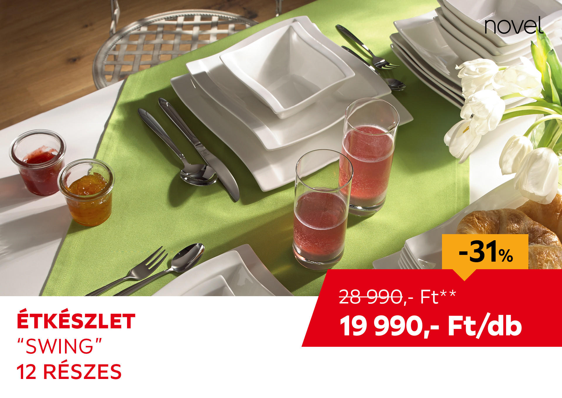 Étkészlet "Swing", 12 részes Kiemelt termék 28990 Ft.- helyett 19990 Ft.-