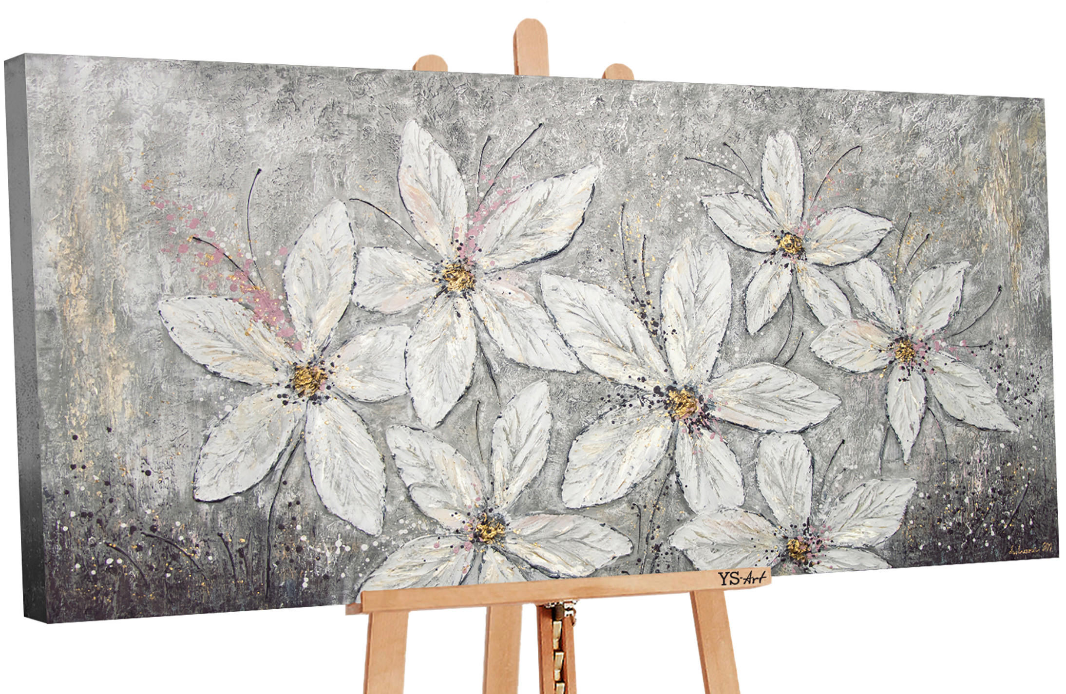 YS-art gallery Gemälde Weiß 100x50 cm