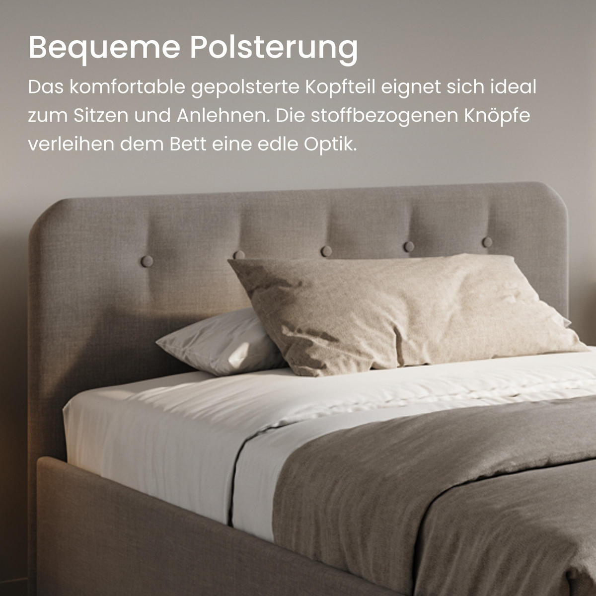 POLSTERBETT mit verstellbarem Lattenrost & Bettkasten, Bonnell-Matratze, 200 x 200 cm in Beige - Beige, Holzwerkstoff/Textil (200/200cm) - Home Collective