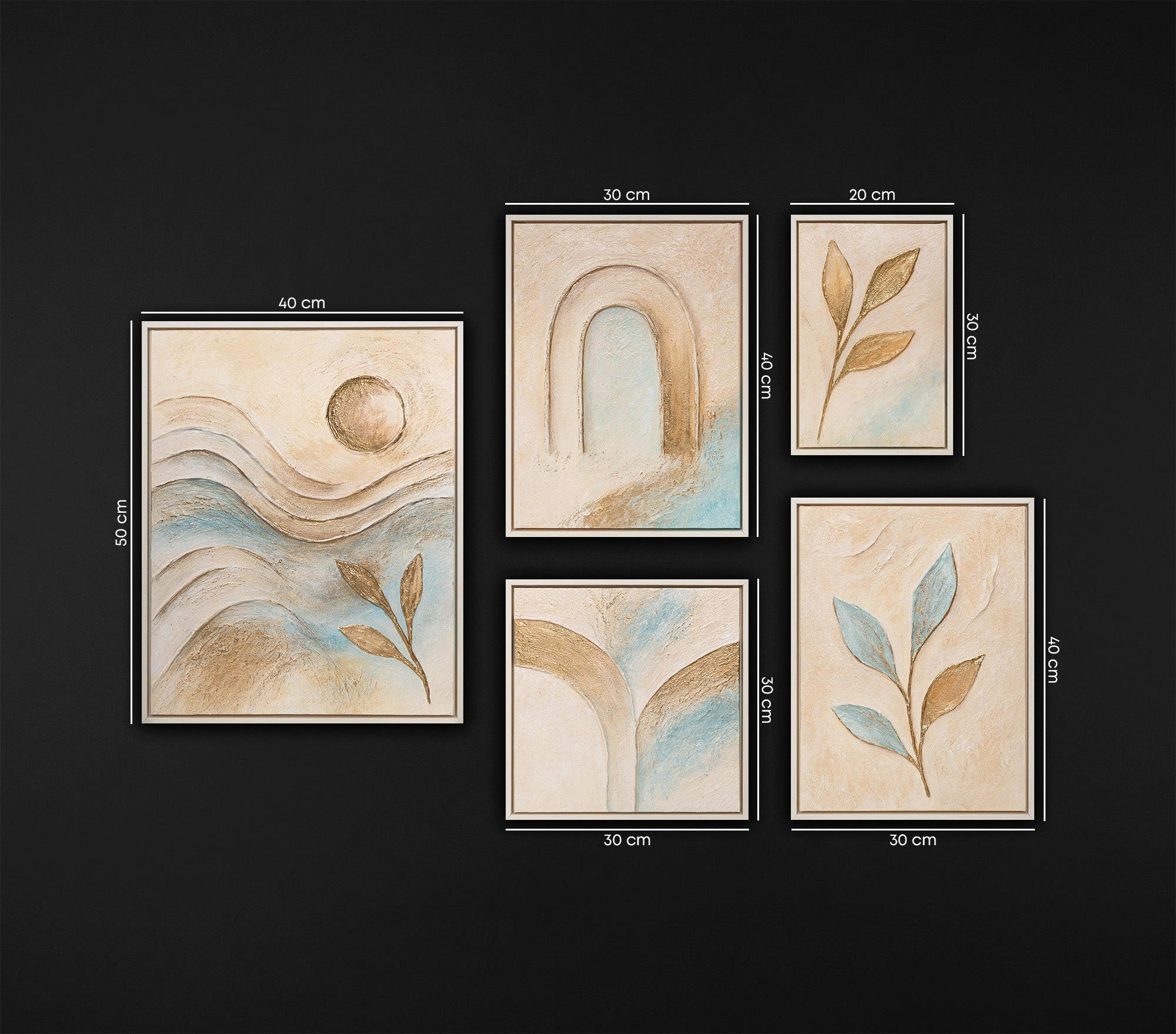 GEMÄLDE Sanftheit des Augenblicks Schattenfugenrahmen Beige 5-teilig - Beige, Holz (100/70cm) - YS-art gallery