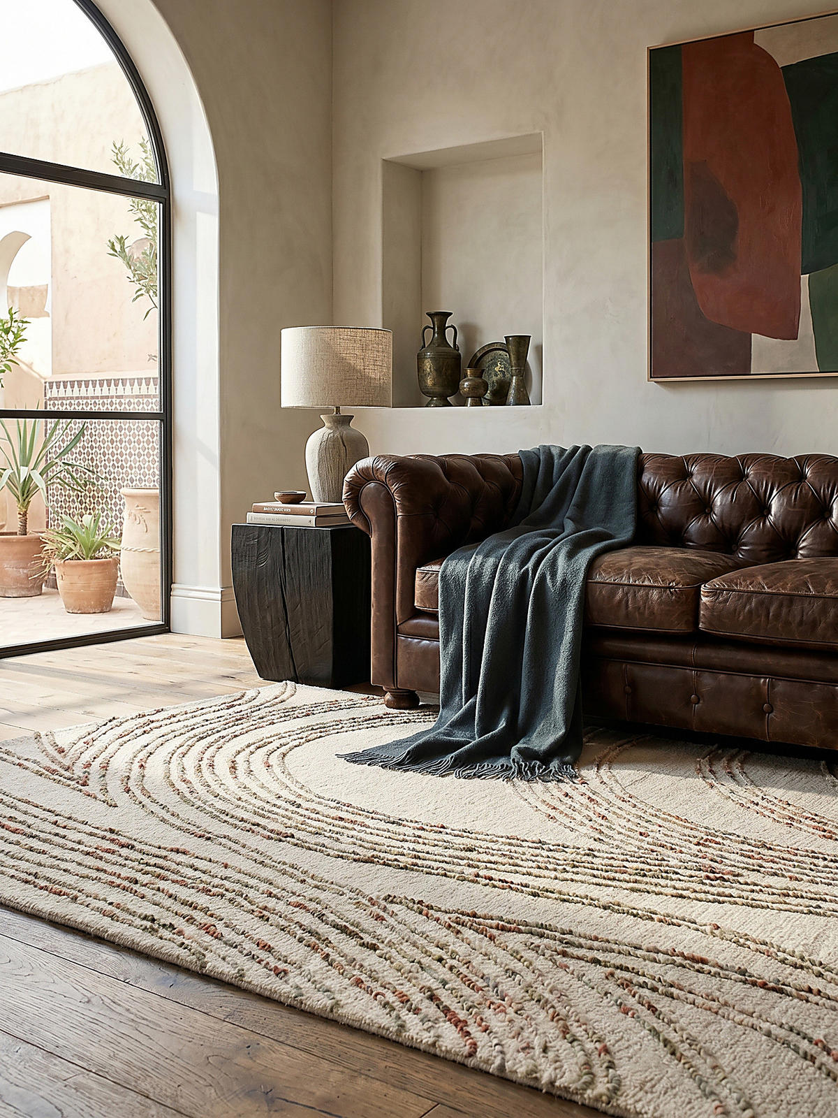 WOLLTEPPICH HUMBER, abstrakt, Natur-Orange, 80 x 150 cm - Naturfarben/Orange, Textil (150/80cm) - KADIMA DESIGN
