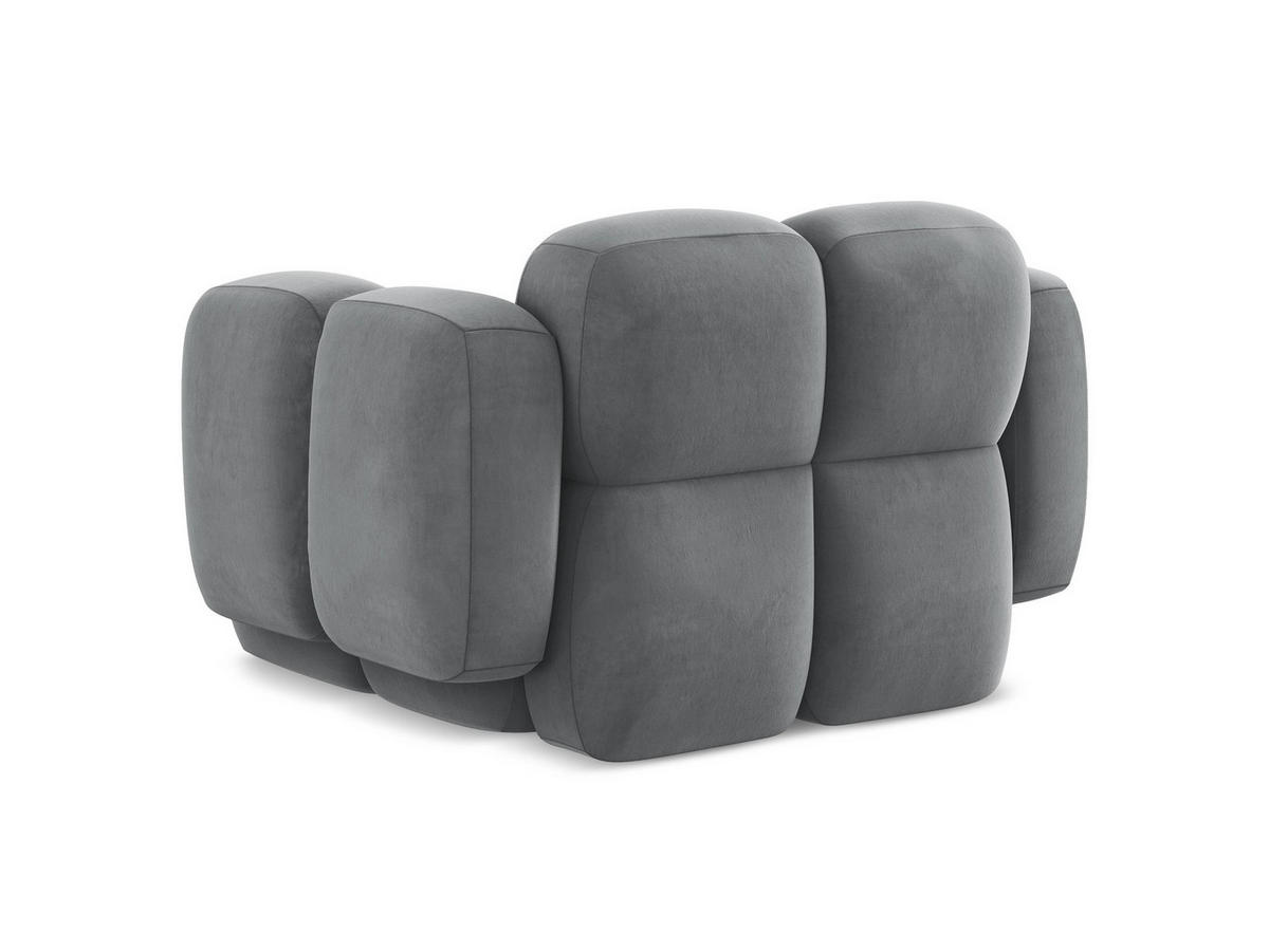 SESSEL Samt Stoff Grau - Edelstahlfarben/Schwarz, Holzwerkstoff/Kunststoff (120/72/115cm) - Makamii