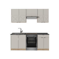 KÜCHENZEILE Fame-Line GrauBeige/Goldkraft Eiche 200 cm, AP Anthrazit - Honigeiche/Grau, Holzwerkstoff (200/81.6/60cm) - Vicco