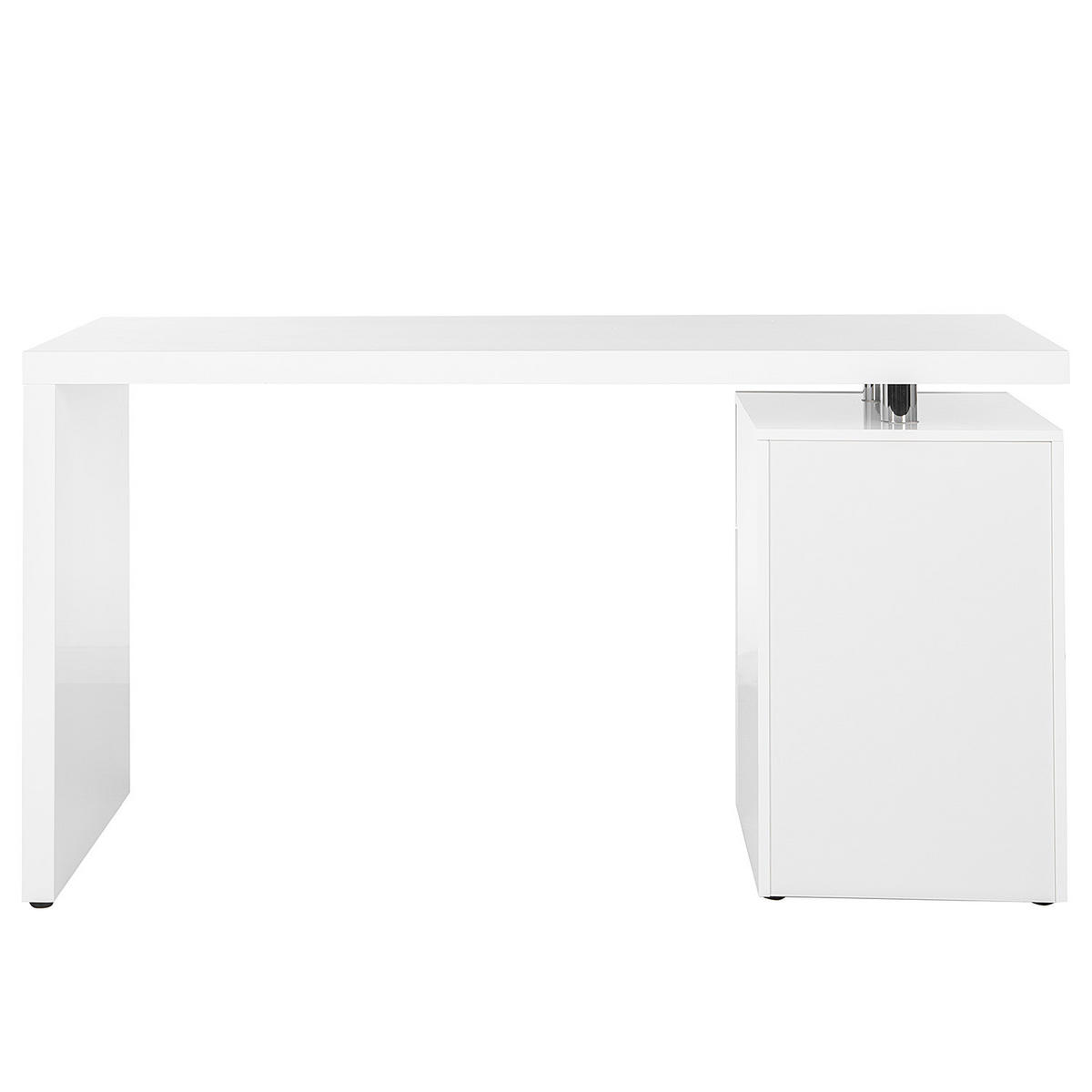 SCHREIBTISCH - Hochglanz Weiß - Weiß Hochglanz, Holzwerkstoff (65/140/76cm) - home24