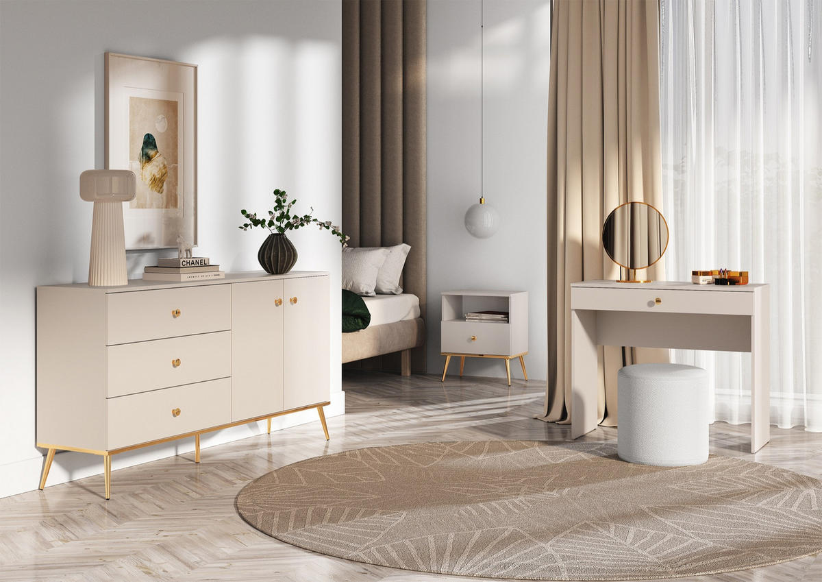 SIDEBOARD Selgin Greige 160 cm - Taupe/Goldfarben, Holzwerkstoff/Metall (160/84.8/39.7cm) - Selsey