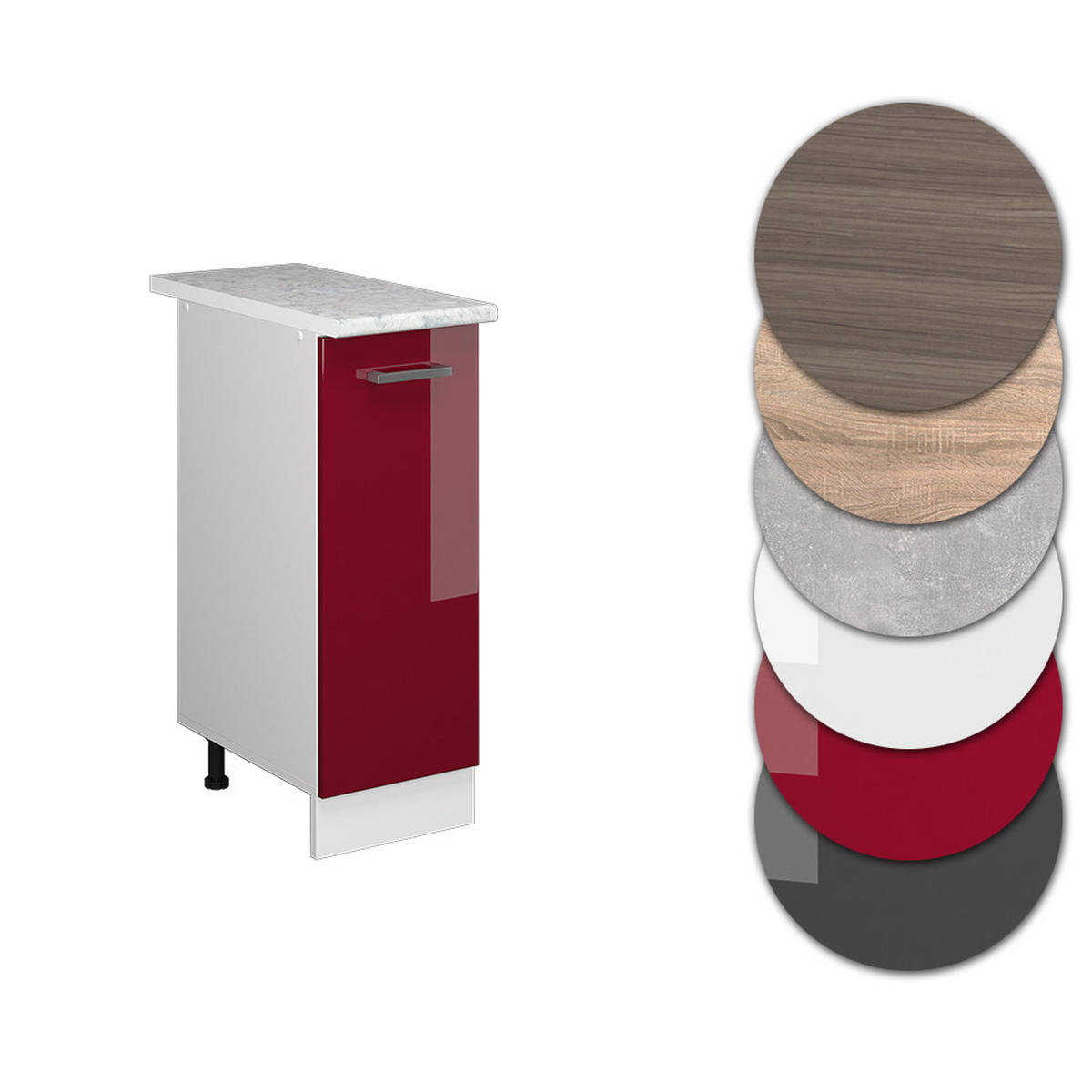 APOTHEKERSCHRANK R-Line Rot Hochglanz 30 cm , AP Marmor - Bordeaux/Rot, Holzwerkstoff (30/81.6/60cm) - Vicco