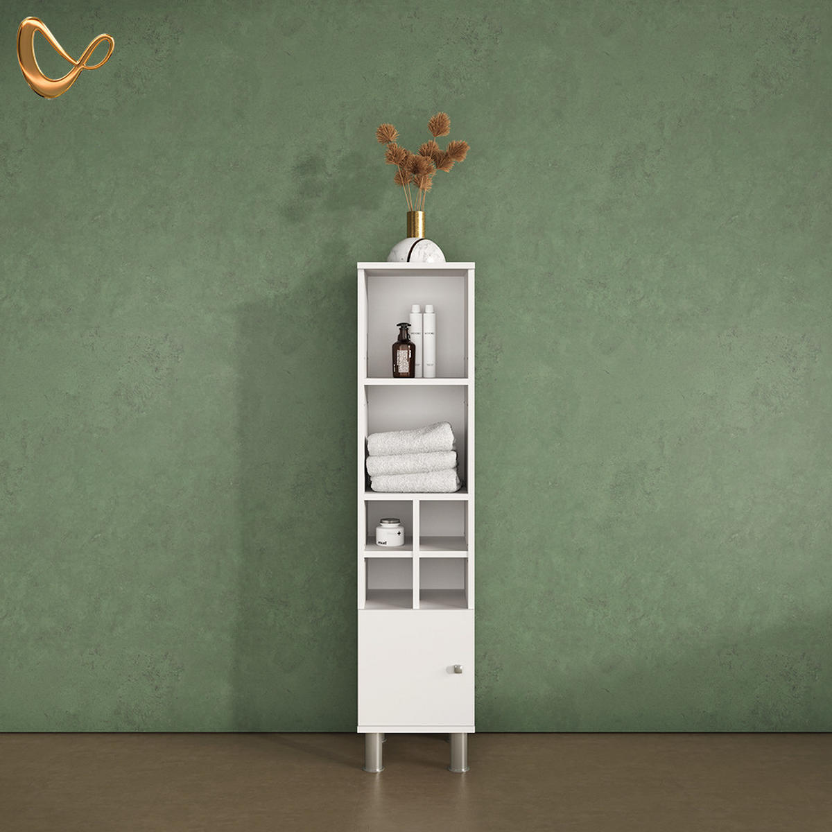 MIDISCHRANK Fucino Weiß 30 x 95 cm - Weiß, Holzwerkstoff (30/95/30cm) - Livinity®