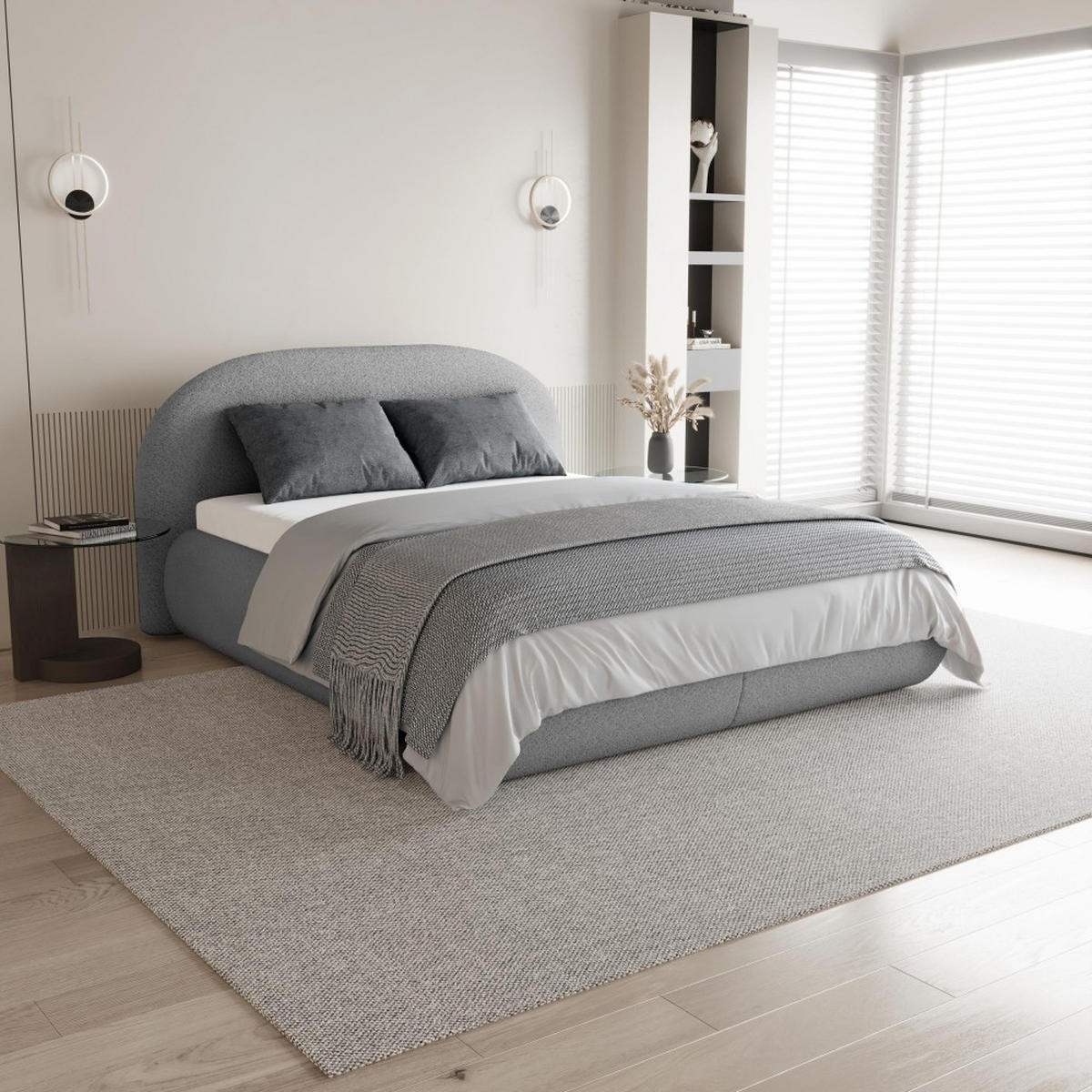 POLSTERBETT Motti mit Matratze und Topper, 140x200 cm, Dunkelgrau - Dunkelgrau, Textil (140/200cm) - Beautysofa