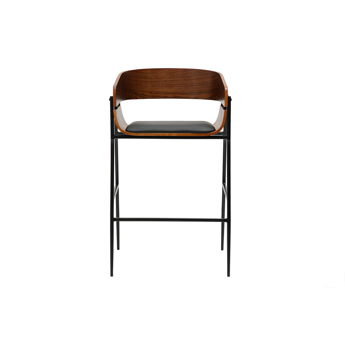 BARHOCKER Dunkles Holz Schwarzes Metall 2er-Set WESS - Dunkelbraun, Holz (52.5/90.2/54cm) - Miliboo