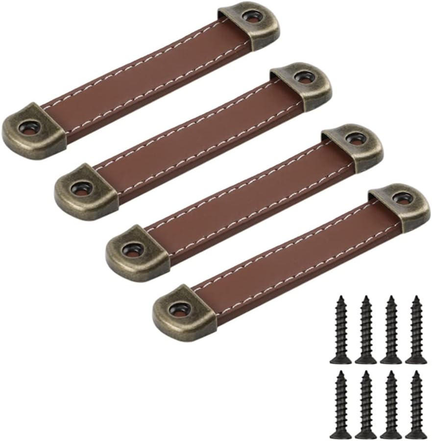 MÖBELGRIFF Kaki 4er-Set 96 mm Leder - Braun, Textil (2.4/0.8/12.1cm)