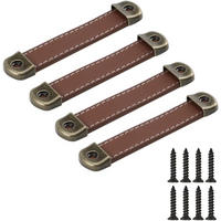 MÖBELGRIFF Kaki 4er-Set 96 mm Leder - Braun, Textil (2.4/0.8/12.1cm)